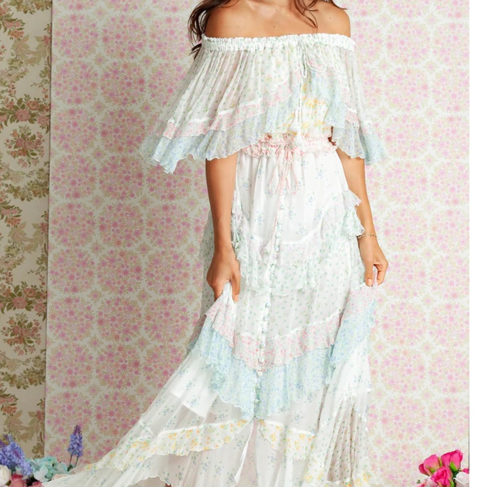 NWOT FILLYBOO SPIRAL FRILL TAMBOURINE MAXI DRESS SIZE MEDIUM Z389-14